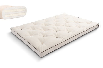 Matelas Futon 120x200 naturel avec latex - Slim Duo Latex Kedro - Pascall Ecru