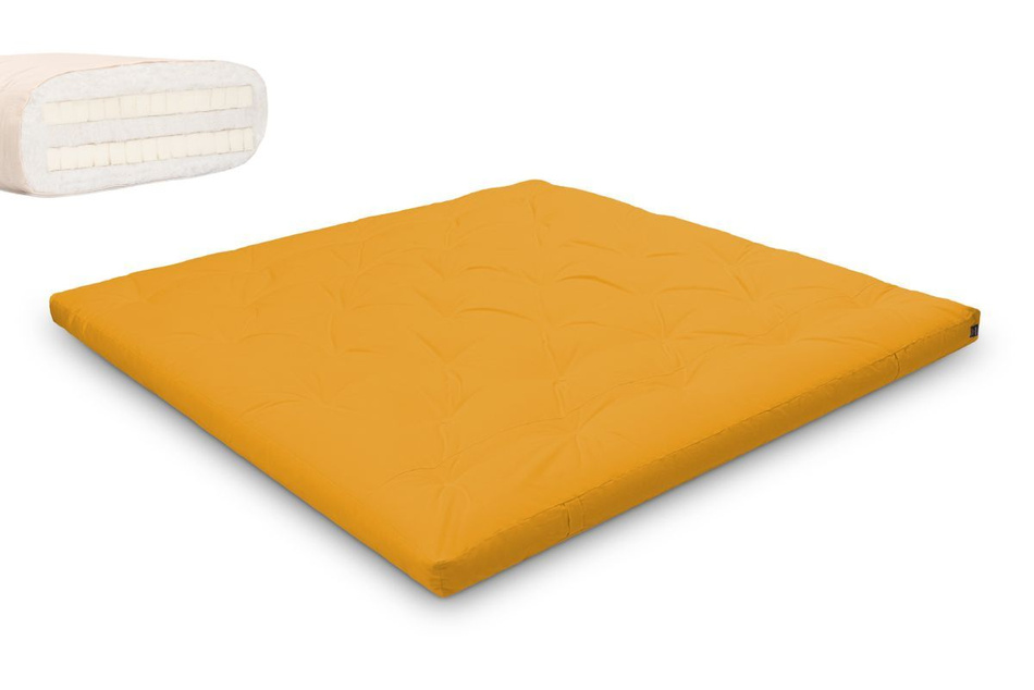 Matelas 200x200 naturel avec latex - Futon Slim Duo Latex - Pascall Jaune