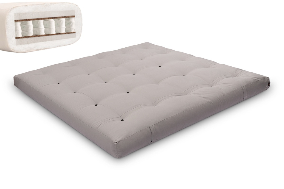 Matelas 200x200 naturel - Futon Hybrid Pocket H4 - Pascall Gris