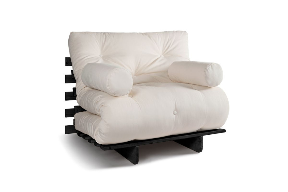 Canapé lit 90x200 - Slim Comfort Black - Pascall Futon Ecru