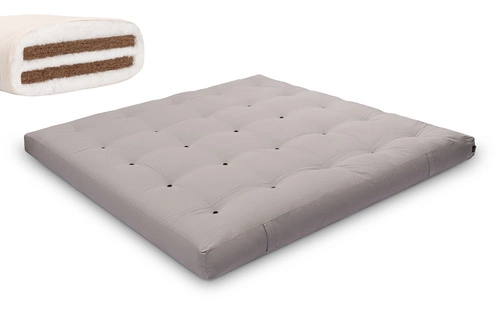 Gris \ Coton non tissé + 2 x 3 cm de couche de noix de coco \ 200x200 cm