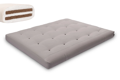 Gris \ Coton non tissé + 2 x 3 cm de couche de noix de coco \ 180x200 cm