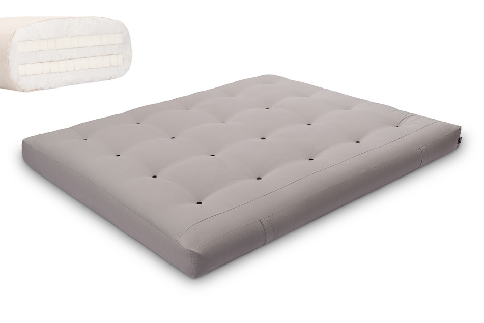 Matelas 160x200 naturel avec latex - Futon Medium Duo Latex - Pascall Gris