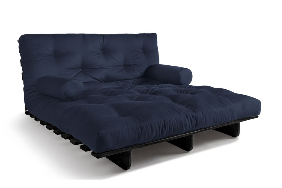 Canapé lit 140x200 - Slim Comfort Black - Pascall Futon Blue Marine