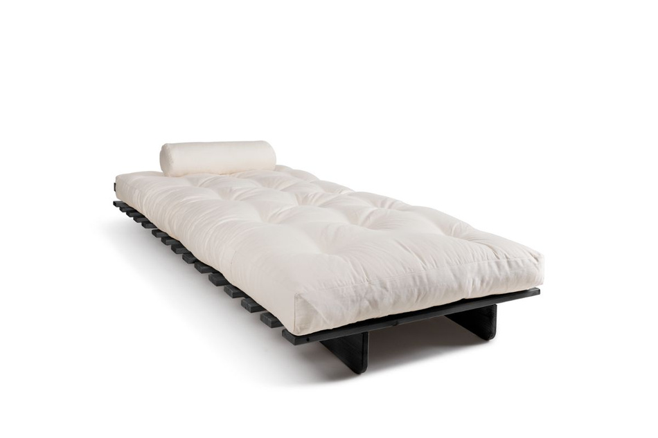 Canapé lit 90x200 - Slim Comfort Black - Pascall Futon Ecru