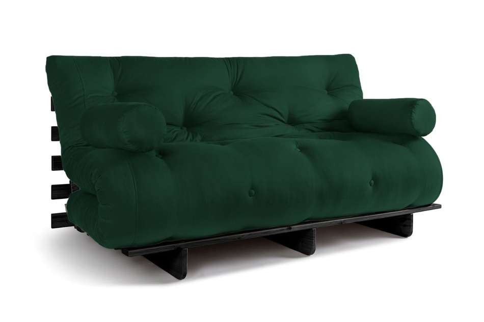 Canapé lit 160x200 - Slim Comfort Black - Pascall Futon Vert Bouteille