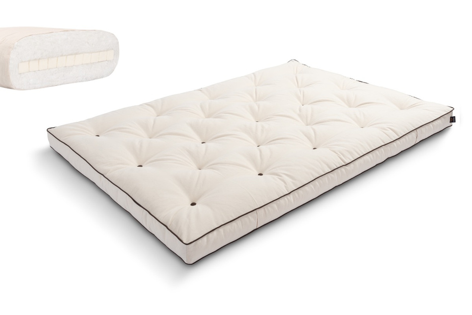 Matelas 140x200 naturel avec latex - Futon Slim Latex Kedro - Pascall Ecru