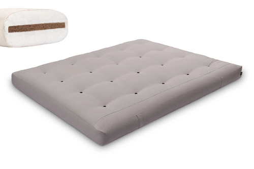 Gris \ Coton non tissé + 3 cm de couche de noix de coco \ 160x200 cm