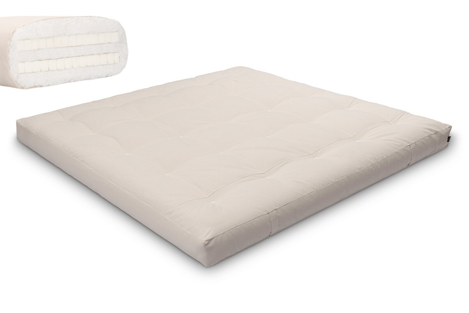 Matelas 200x200 naturel avec latex - Futon Medium Duo Latex - Pascall Ecru