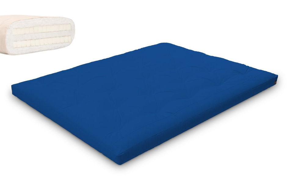 Matelas 160x200 naturel avec latex - Futon Slim Duo Latex - Pascall Bleu