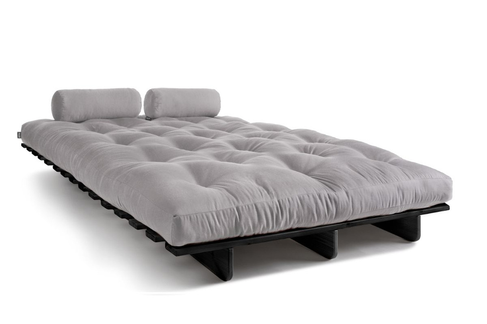 Canapé lit 140x200 - Slim Basic Black - Pascall Futon Gris Clair