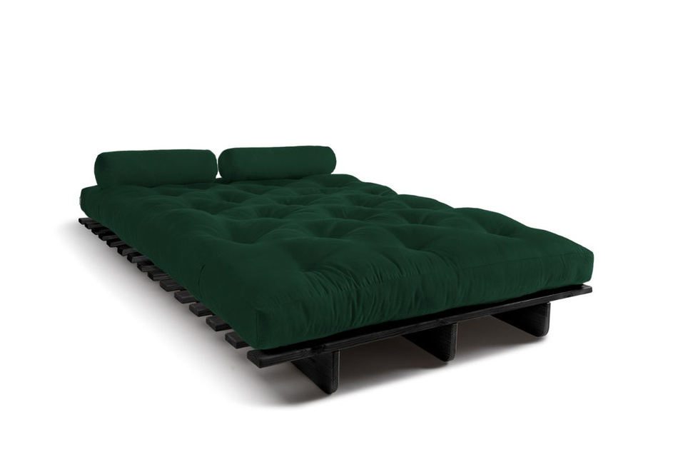 Canapé lit 120x200 - Slim Comfort Black - Pascall Futon Vert Bouteille