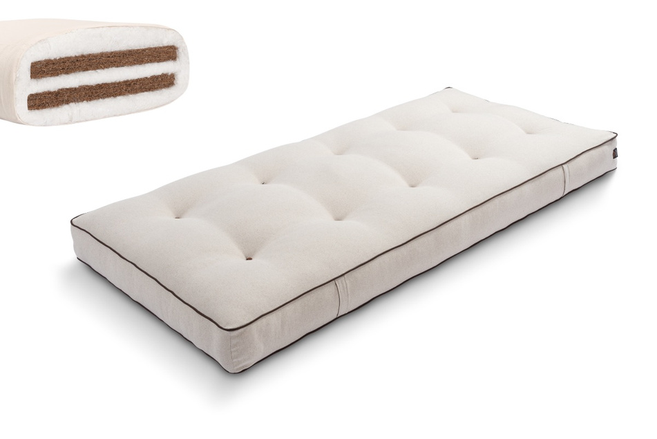 Matelas 90x200 naturel avec coco - Futon Medium Duo Coco - Pascall Kedro Lin