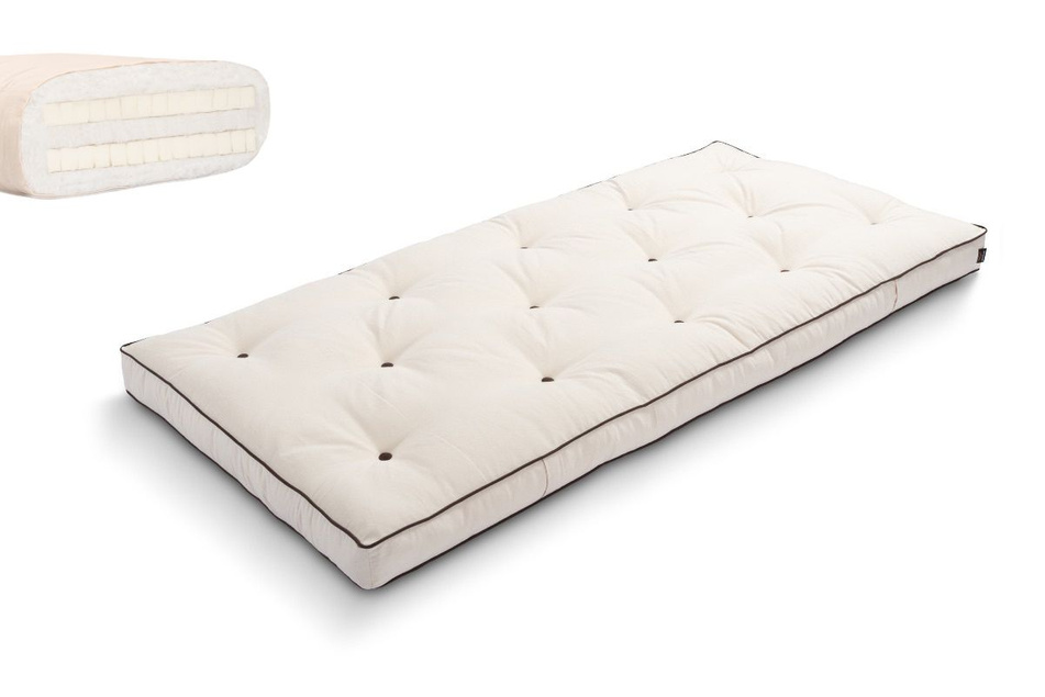 Matelas Futon 90x200 naturel avec latex - Slim Duo Latex Kedro - Pascall Ecru