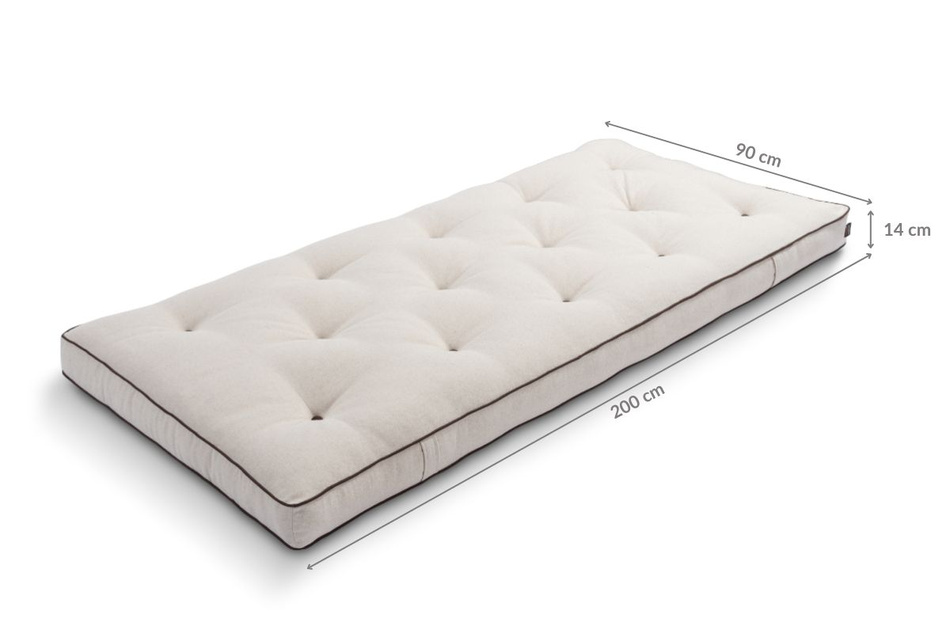 Matelas 90x200 naturel avec latex - Futon Slim Latex Kedro - Pascall Lin