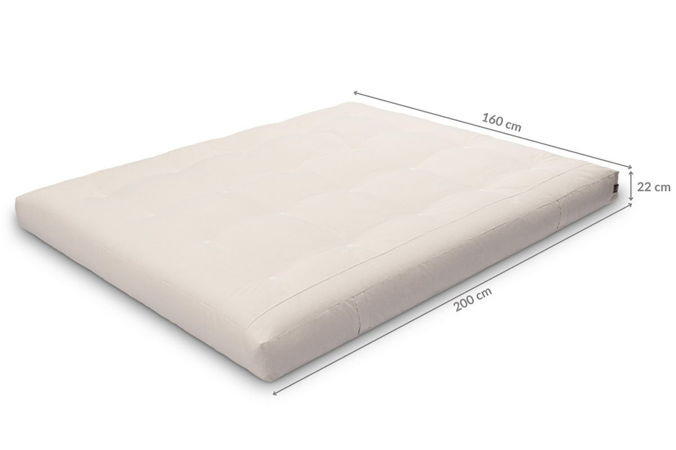Matelas 160x200 naturel avec latex et 2x coco- Futon Comfort Relax Hard - Pascall Ecru