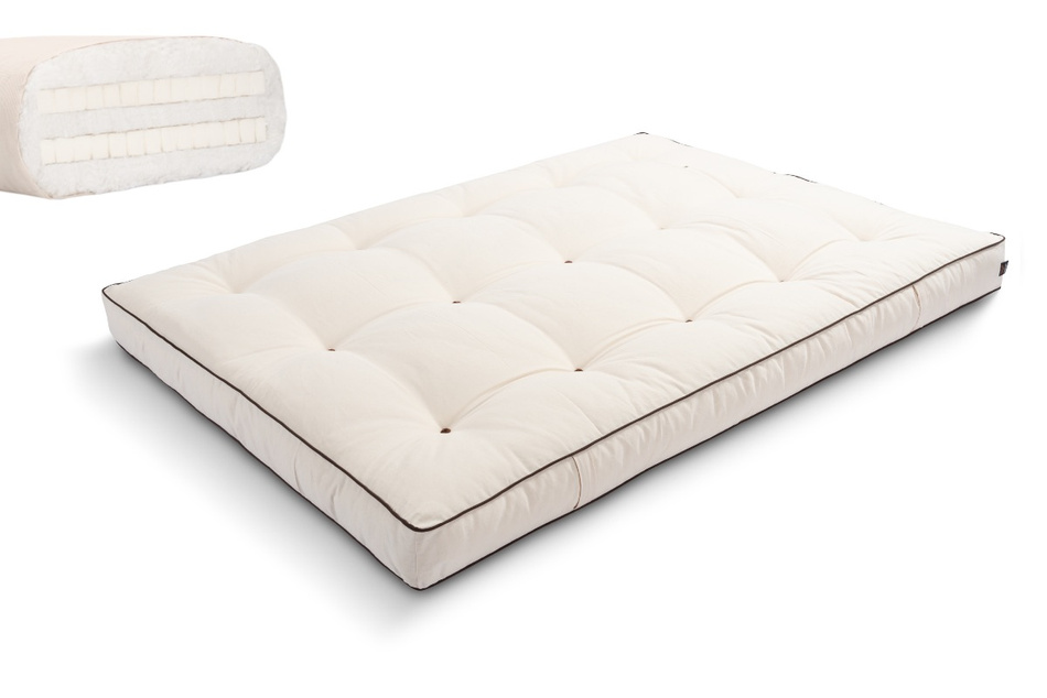 Matelas 120x200 naturel avec latex - Futon Medium Duo Latex - Pascall Kedro Ecru
