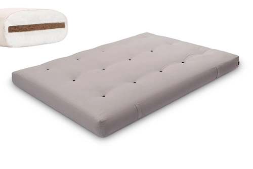 Gris \ Coton non tissé + 3 cm de couche de noix de coco \ 140x200 cm