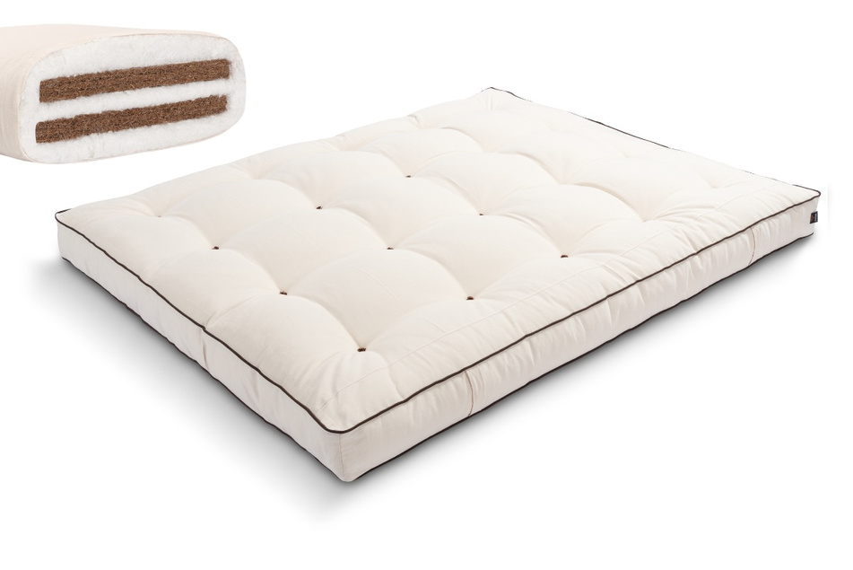 Matelas 180x200 naturel avec coco - Futon Medium Duo Coco - Pascall Kedro Ecru