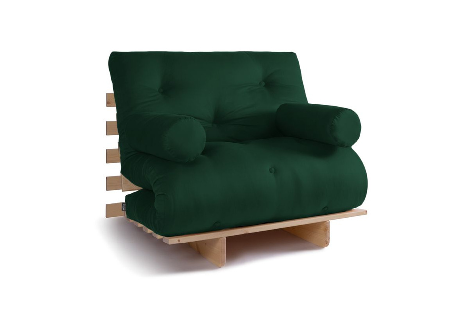 Canapé lit 90x200 - Slim Basic Classic - Pascall Futon Vert Bouteille