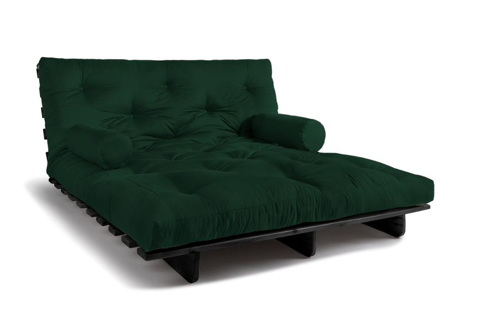 Canapé lit 160x200 - Slim Comfort Black - Pascall Futon Vert Bouteille