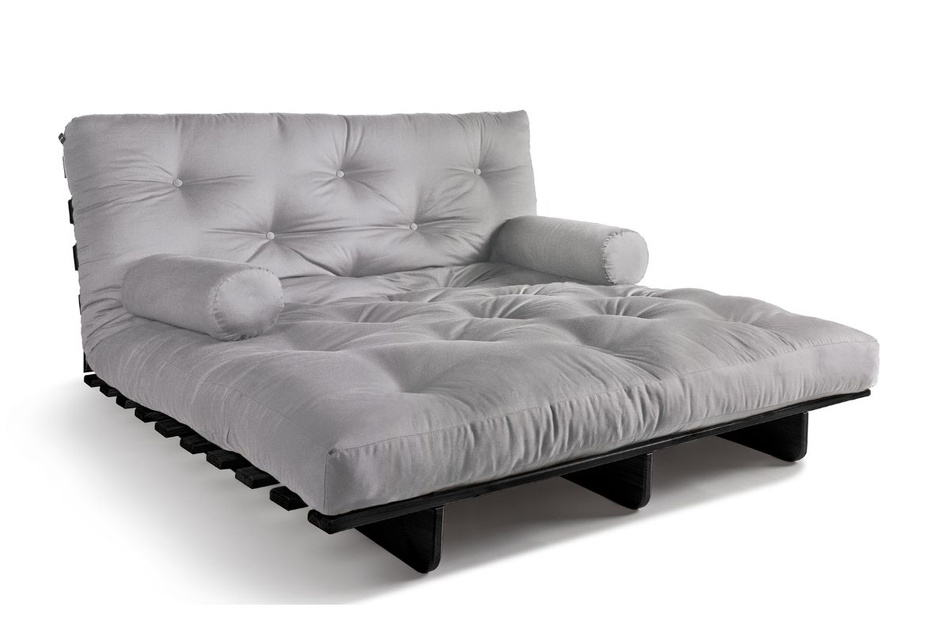 Canapé lit 140x200 - Slim Comfort Black - Pascall Futon Gris Clair