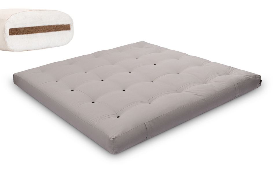 Matelas 200x200 naturel avec coco - Futon Medium Coco - Pascall Gris