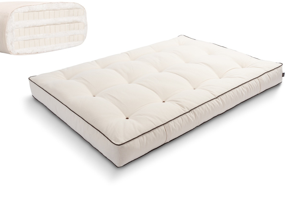 Matelas 120x200 naturel avec latex - Futon Comfort Trio Latex - Pascall Kedro Ecru