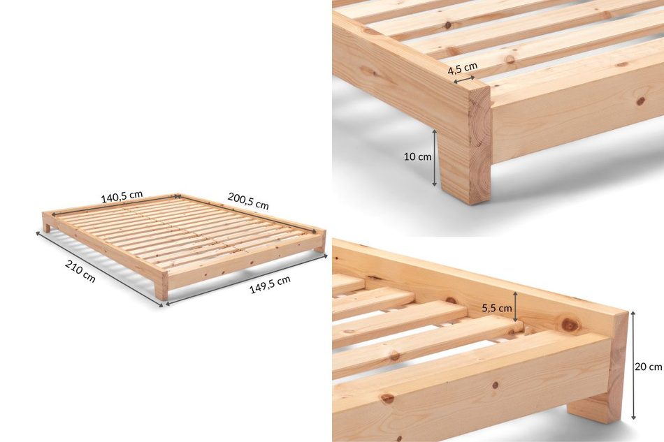 Lit en bois 140x200 - Aisha Basic Natura - Pascall 