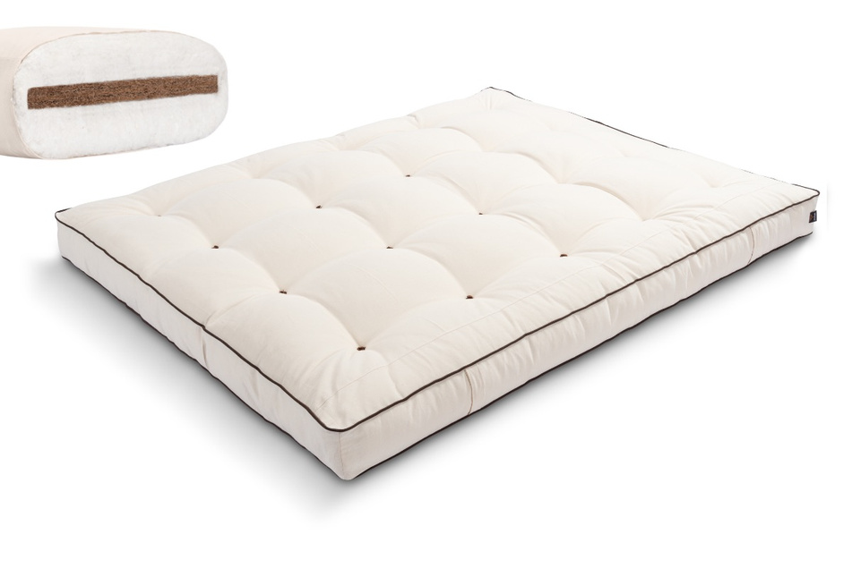 Matelas 200x200 naturel avec coco - Futon Medium Coco - Pascall Kedro Ecru