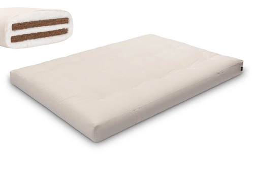 Ecru \ Coton non tissé + 2 x 3 cm de couche de noix de coco \ 140x200 cm