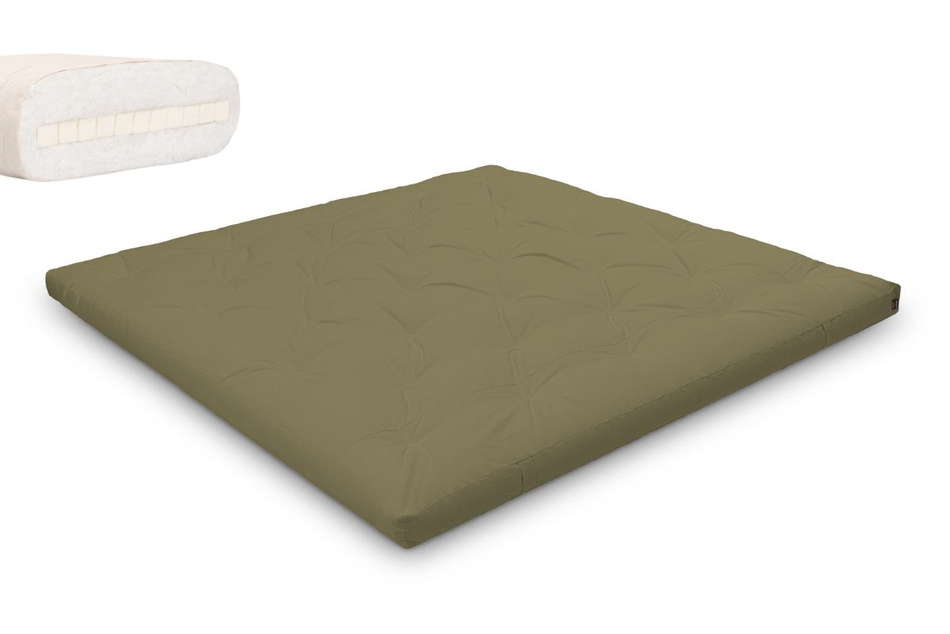 Matelas 200x200 naturel avec latex - Futon Slim Latex - Pascall Kaki