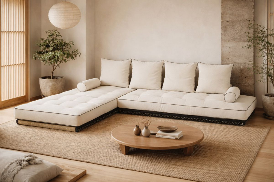 Canape d’angle Tatami Medium Duo Latex Kedro 100x200 - Pascall Futon Lin