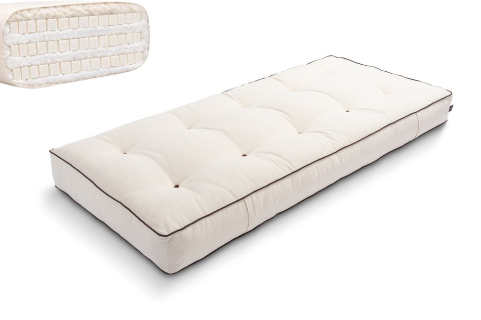 Matelas 90x200 naturel avec latex - Futon Comfort Trio Latex Wool - Pascall Kedro Ecru