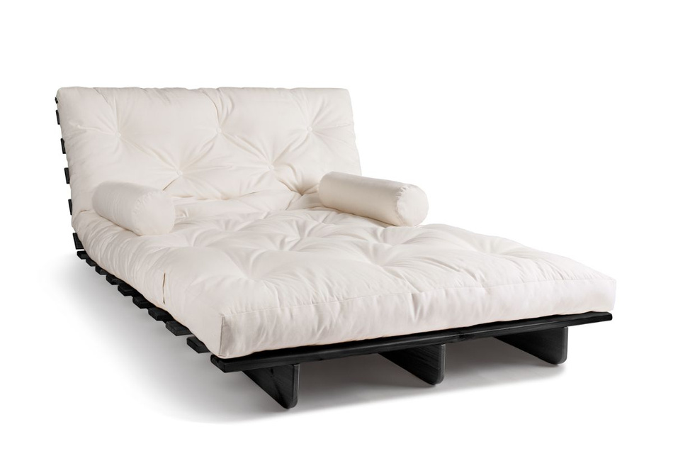 Canapé lit 140x200 - Slim Comfort Black - Pascall Futon Ecru