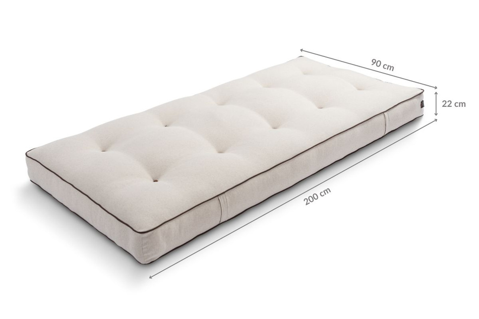 Matelas 90x200 naturel avec de la laine, coco et 2x latex - Futon Comfort Wool Kedro - Pascall Lin