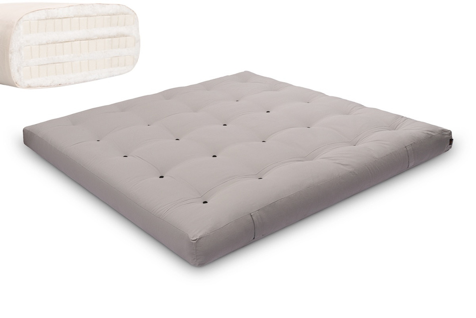 Matelas 200x200 naturel avec latex - Futon Comfort Trio Latex - Pascall Gris