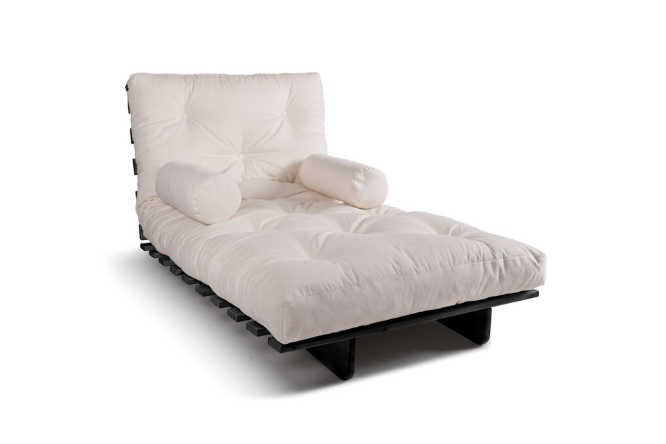 Canapé lit 90x200 - Slim Comfort Black - Pascall Futon Ecru