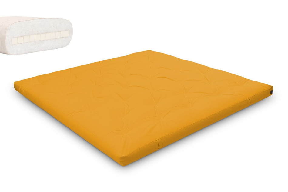 Matelas 200x200 naturel avec latex - Futon Slim Latex - Pascall Jaune