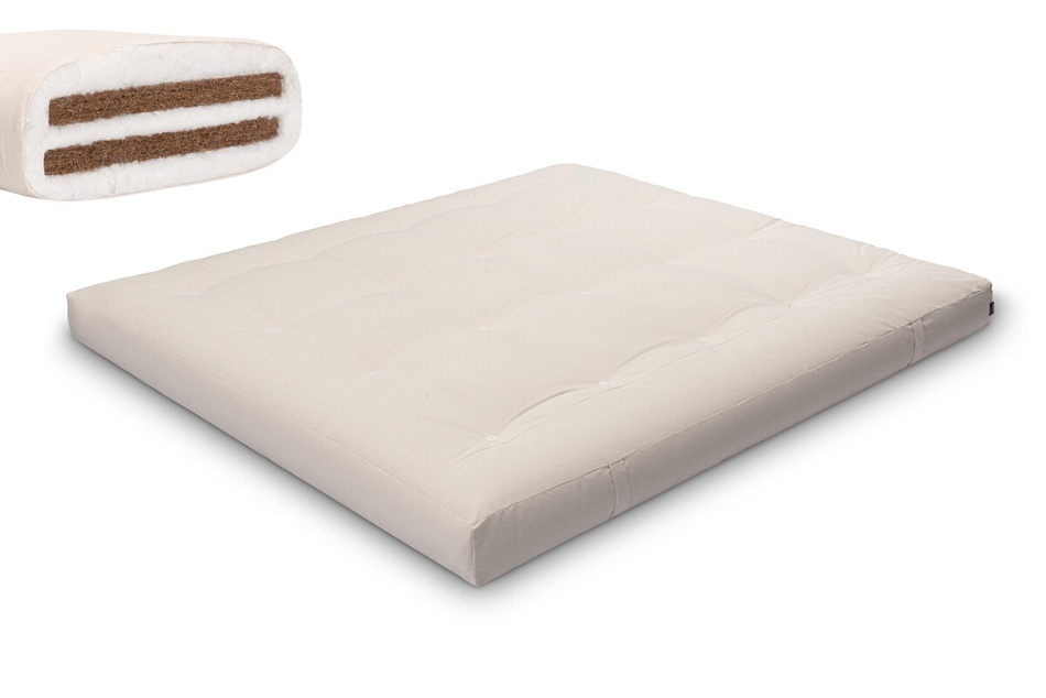 Matelas 180x200 naturel avec coco - Futon Medium Duo Coco - Pascall Ecru