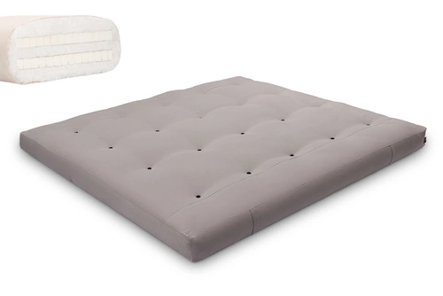 Gris \ Coton non tissé + 2 x 3 cm de couche de latex \ 180x200 cm