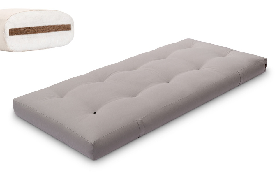 Matelas 90x200 naturel avec coco - Futon Medium Coco - Pascall Gris