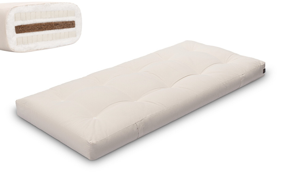 Matelas 90x200 naturel avec coco et 2x latex - Futon Comfort Relax - Pascall Ecru