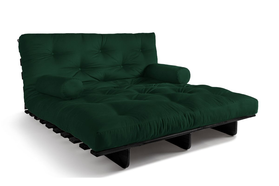 Canapé lit 140x200 - Slim Comfort Black - Pascall Futon Vert Bouteille