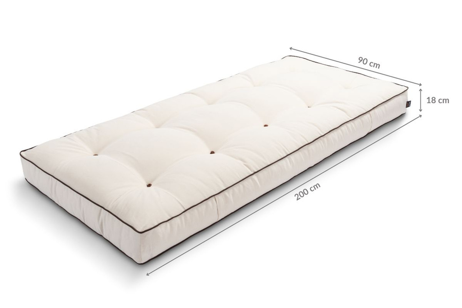 Matelas 90x200 naturel avec latex - Futon Medium Latex - Pascall Kedro Ecru