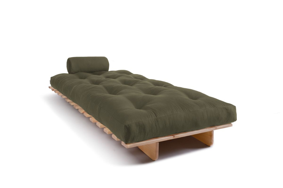 Canapé lit 90x200 - Slim Comfort Classic - Pascall Futon Kaki