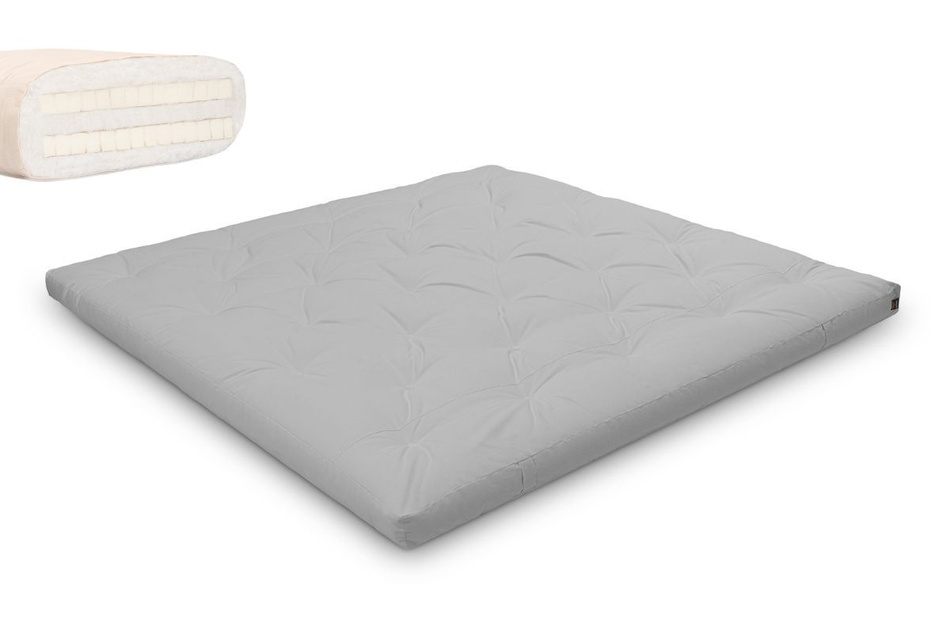 Matelas 200x200 naturel avec latex - Futon Slim Duo Latex - Pascall Gris Clair