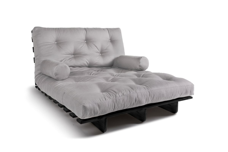 Canapé lit 120x200 - Slim Comfort Black - Pascall Futon Gris Clair