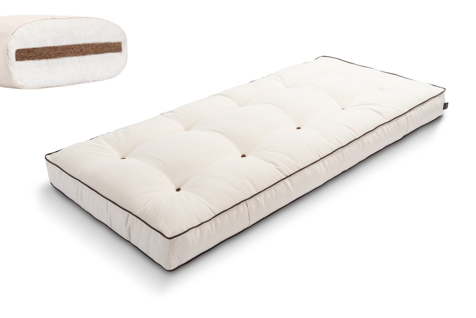 Matelas 90x200 naturel avec coco - Futon Medium Coco - Pascall Kedro Ecru