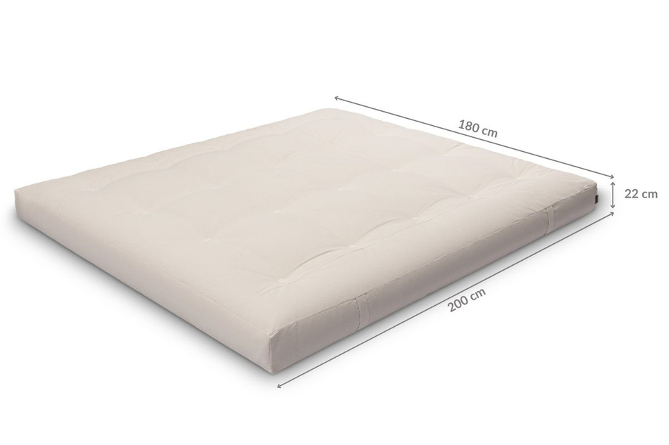 Matelas 180x200 naturel avec latex et 2x coco- Futon Comfort Relax Hard - Pascall Gris